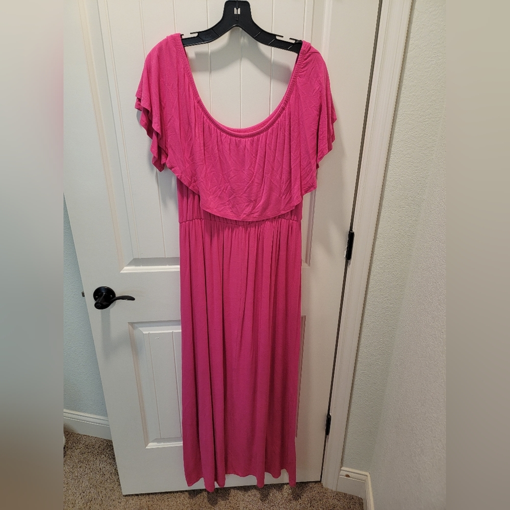 Pink Blush Pink Fuchsia Maxi Dress